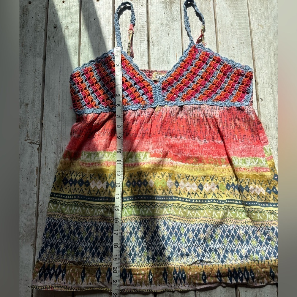 Lulumari Crochet Tank Top Cotton Adjustable Strap Vintage Inspired Size M - Picture 3 of 13